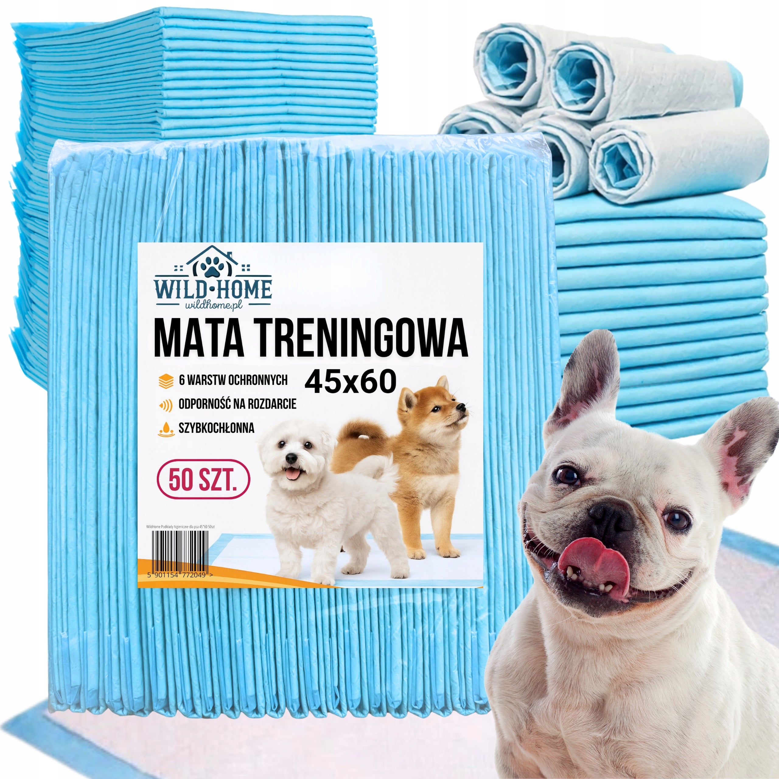 Podkłady higieniczne dla psa - maty treningowe 45x60cm 50szt super chłonne