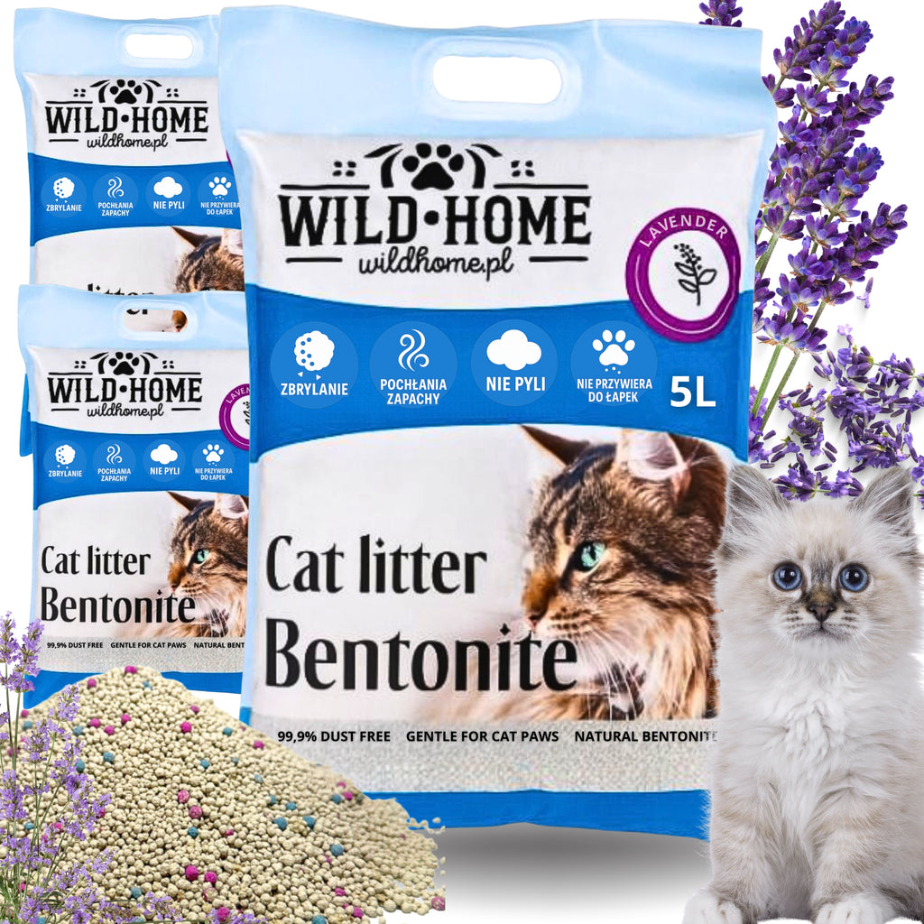 Żwirek Zbrylający Wildhome 15L Bentonitowy Lawendowy Higieniczny Dla Kota