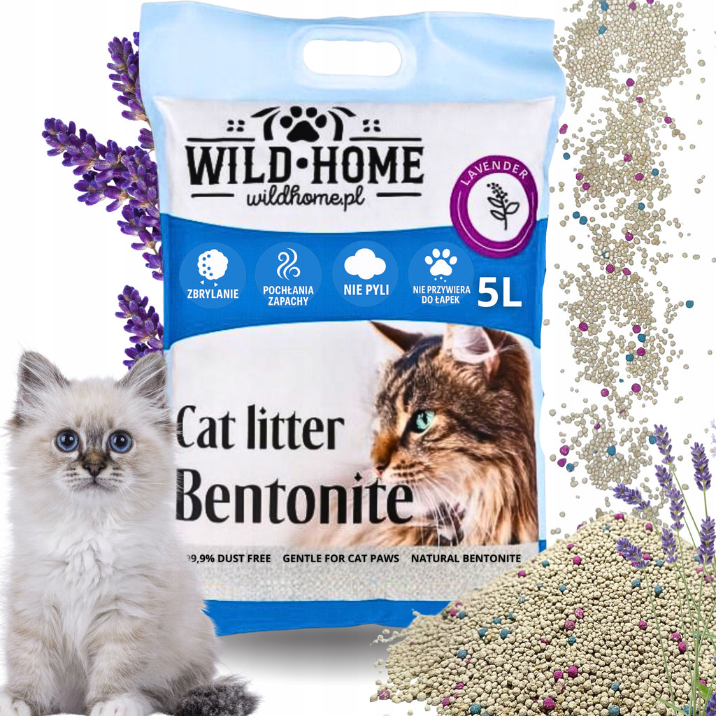 Żwirek Zbrylający Wildhome 5L Bentonitowy Lawendowy Higieniczny Dla Kota